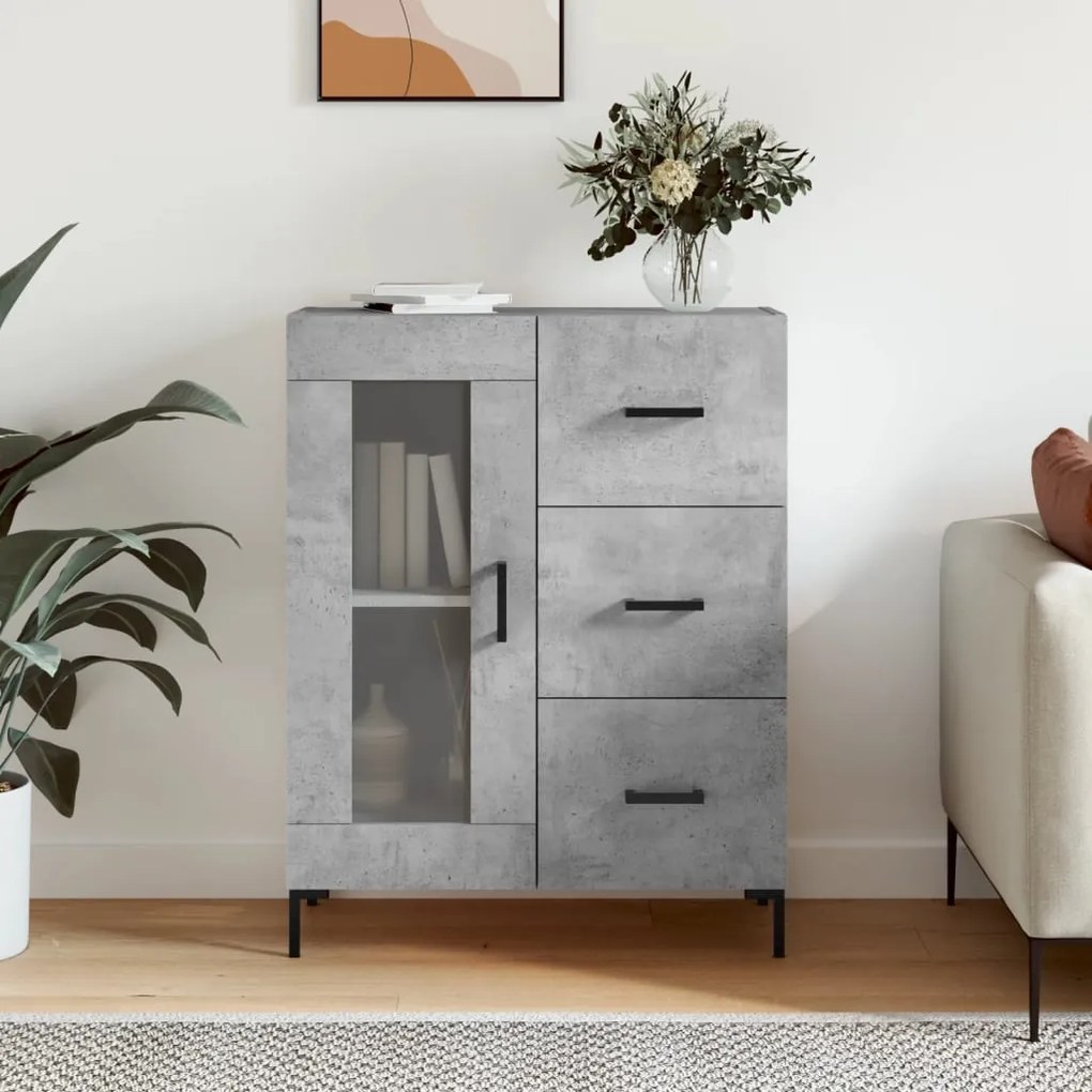 Credenza grigio cemento 69,5x34x90 cm in legno multistrato