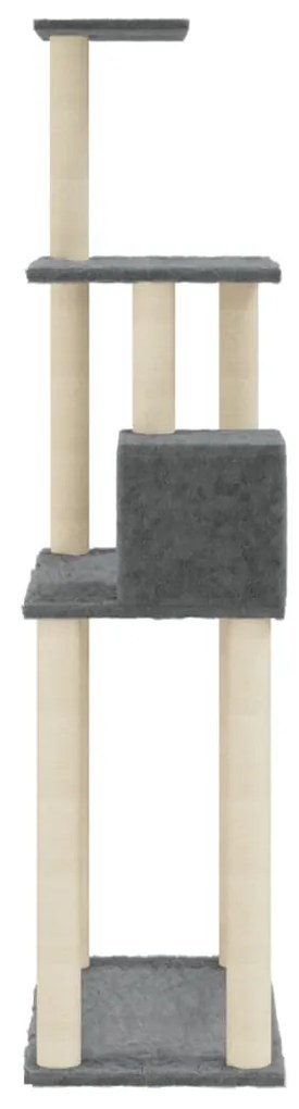 Albero per gatti con tiragraffi in sisal grigio scuro 147 cm