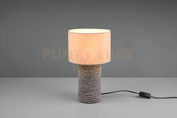 Mala lampada da tavolo ceramica marrone paralume beige h.38cm 1 luc...