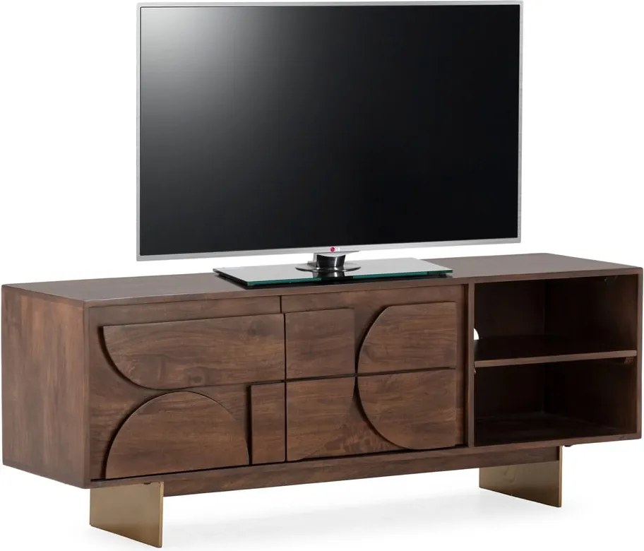 Mobile TV marrone in mango massiccio 145x55x40 cm Trisha – MOME