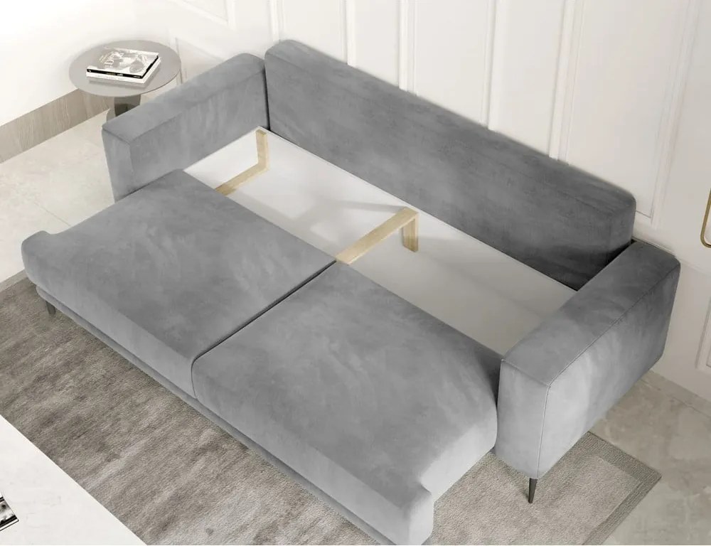 Divano grigio tortora allungabile/con contenitore con rivestimento in velluto 260 cm Dalia – ELTAP