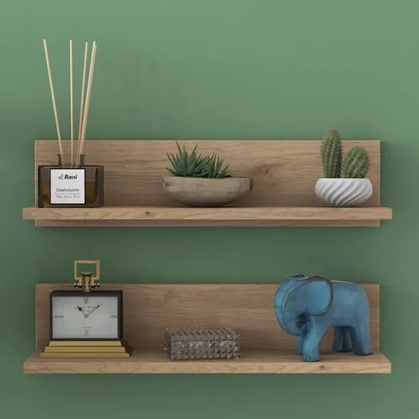 Set 2 Mensole A Parete 60 Cm Effetto Legno Delia