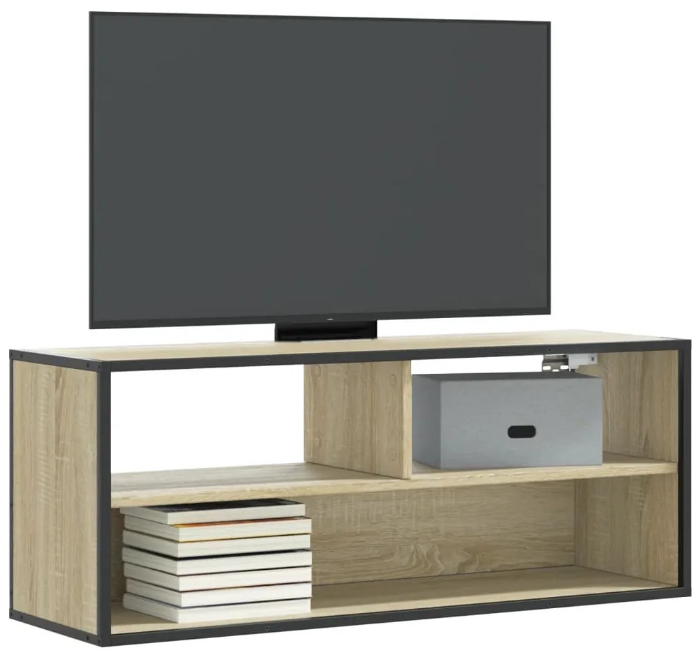 Mobile Tv Rovere Sonoma 100x31x39,5cm Legno Multistrato Metallo /