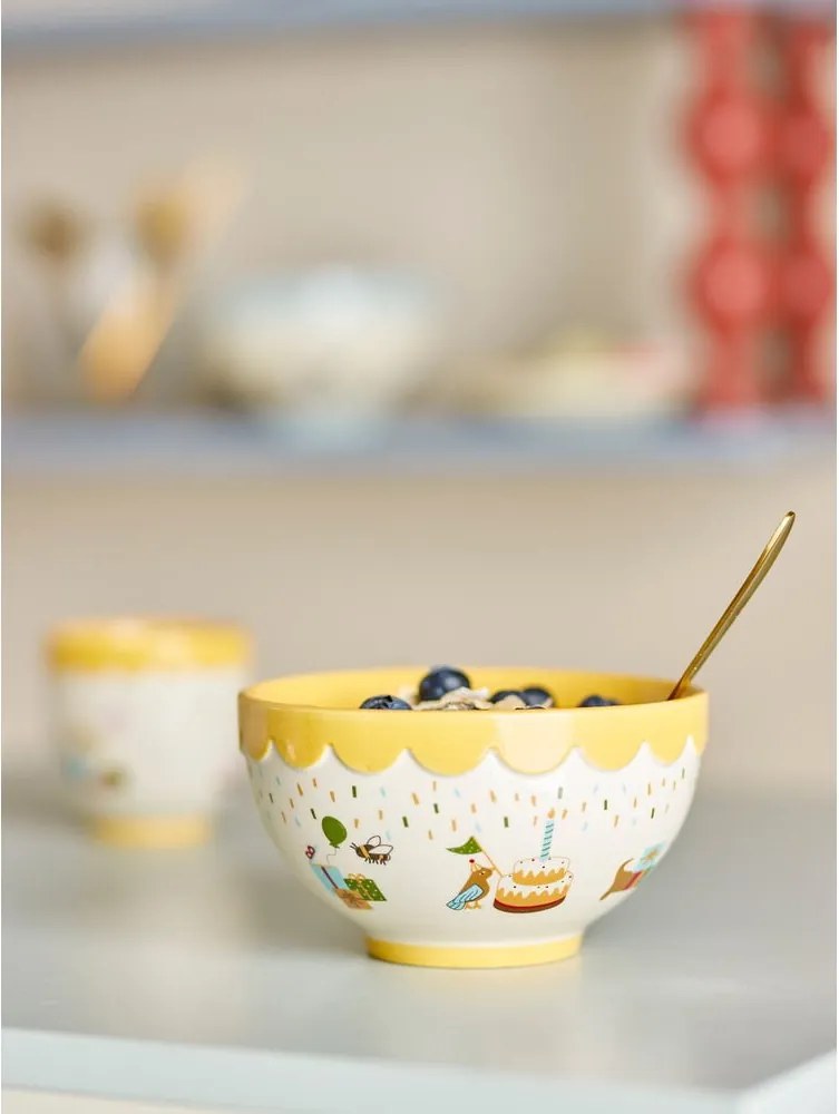 Ciotola per bambini gialla e color crema in gres ø 13,5 cm Celebrate – Bloomingville Mini