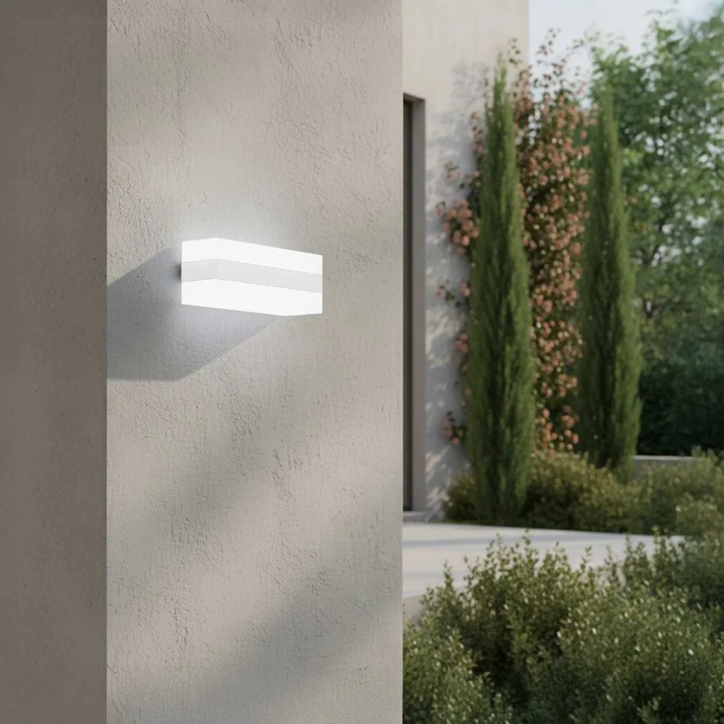 Applique 2xE27 a Luce Diffusa IP65 con fascia Bianca - Serie Glow