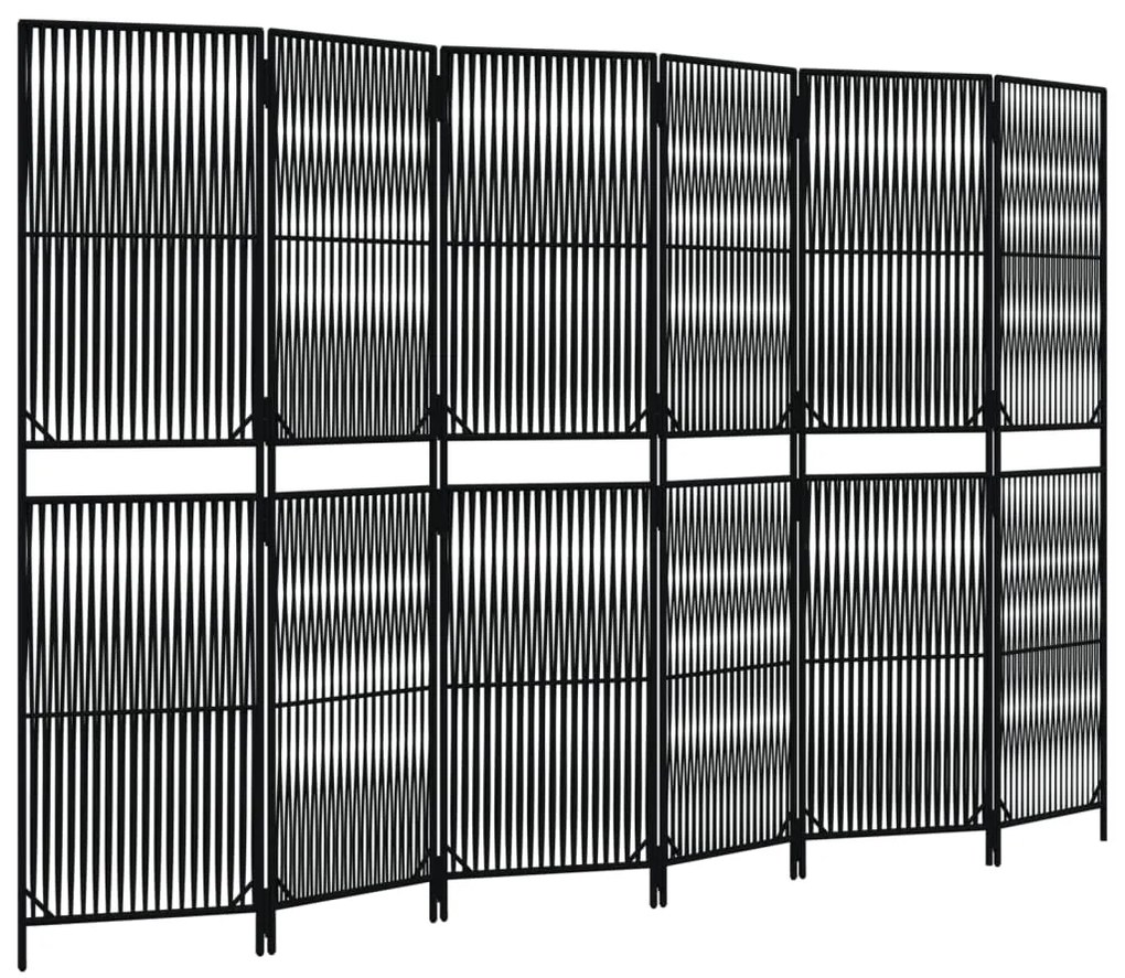 Divisorio per ambienti a 6 pannelli nero in polyrattan