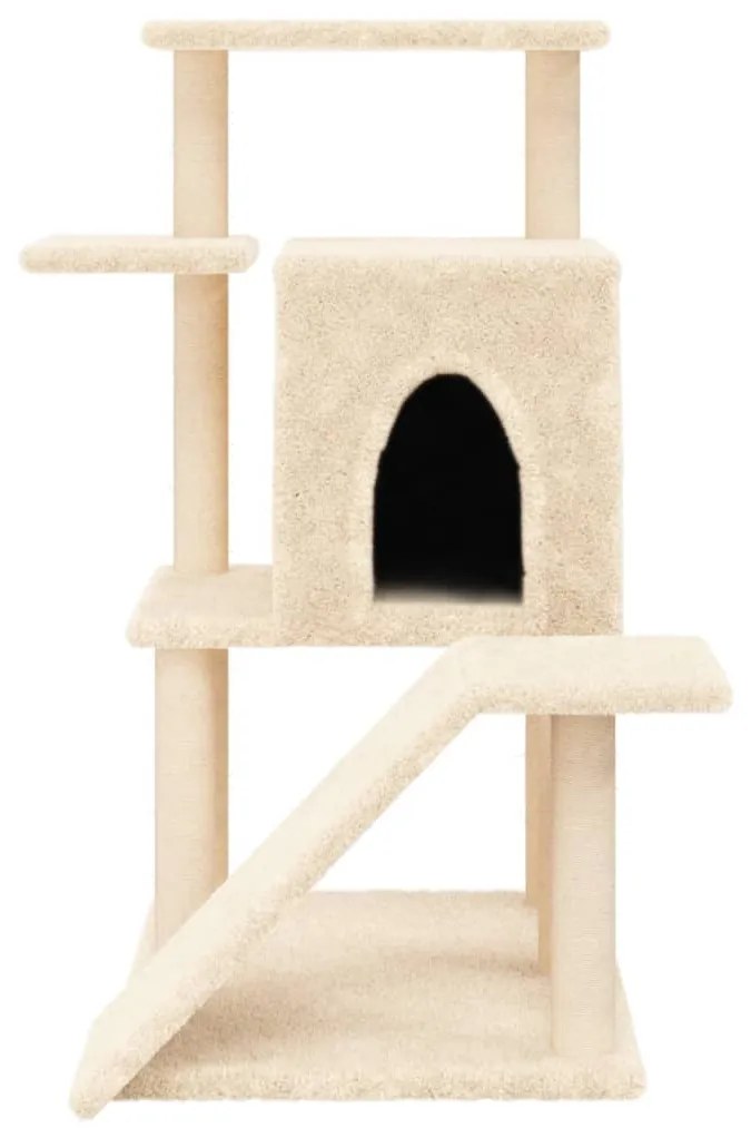 Albero per gatti con tiragraffi in sisal crema 97 cm