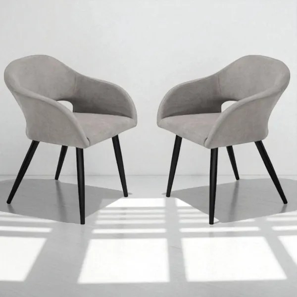 Sedia imbottita in tessuto Grigio Chiaro con struttura in metallo WEST 2 sedie