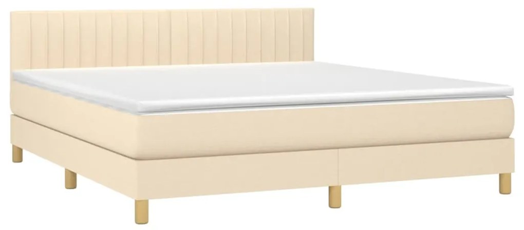 Letto a molle con materasso e led crema 160x200 cm in tessuto