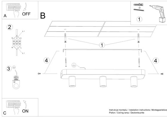 Sollux SL.1158 - Faretto TAVO 3xE27/15W/230V calcestruzzo