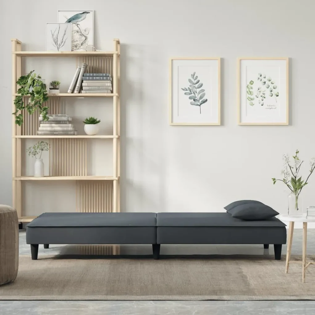 Divano letto grigio scuro in velluto