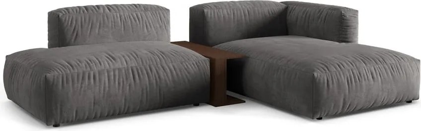 Divano angolare componibile grigio (con penisola a destra/con chaise lounge) con rivestimento in velluto Martina – Micadoni