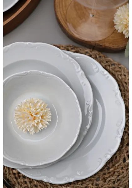 Servizio da tavola 18 pezzi, porcellana bianca