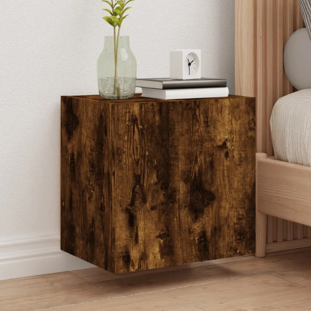 Mobile Tv A Parete Rovere Fumo 40,5x30x40 Cm Legno Multistrato /