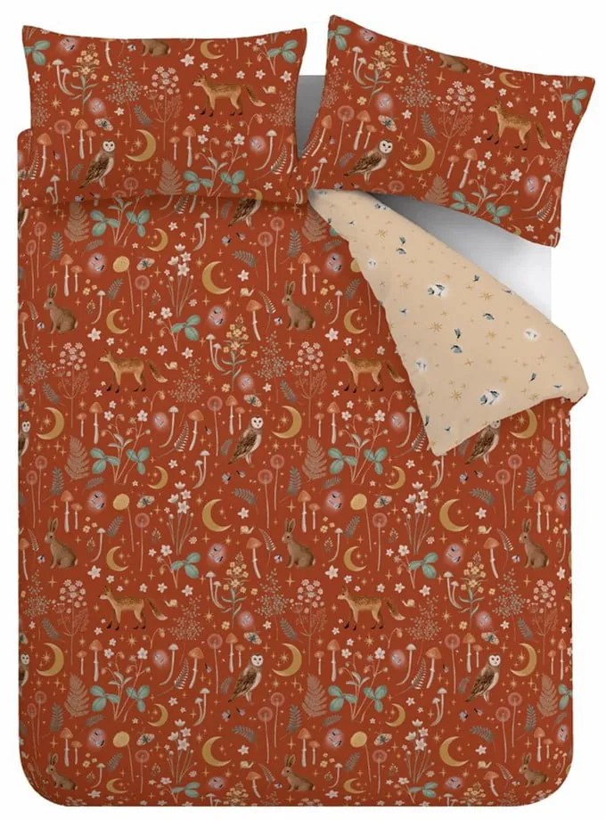 Set copripiumino e federa color mattone per letto matrimoniale e per letto esteso 230x220 cm Enchanted Twilight Animals – Catherine Lansfield