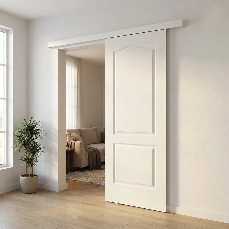 Porta scorrevole sinistra Ipanema in vetro bianco, L 96 x H 215 cm, con binario Meli