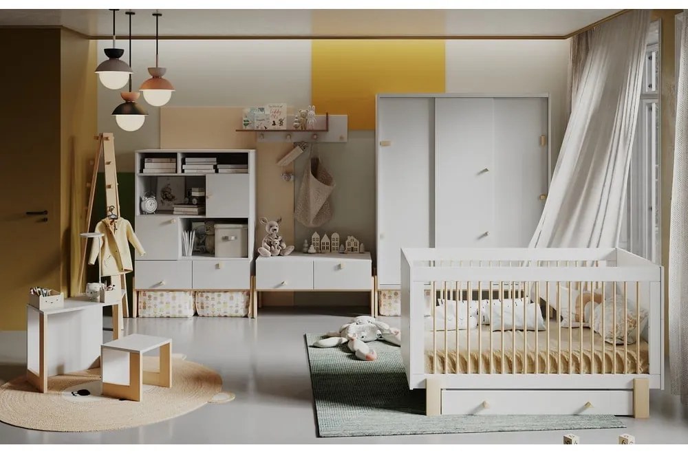 Appendiabiti da parete per bambini grigio chiaro/naturale Cube - Pinio