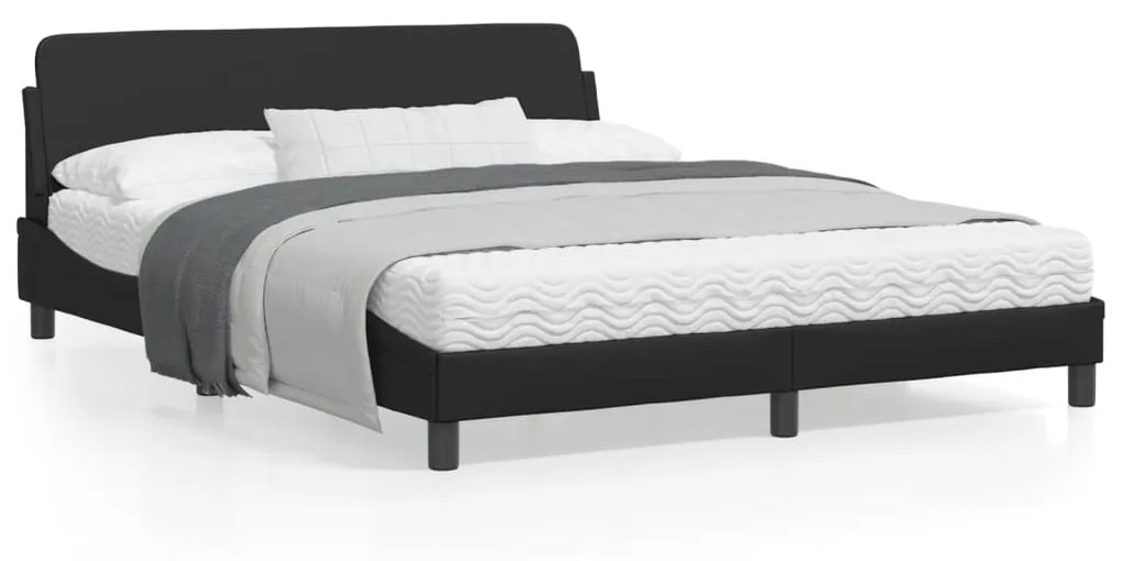 Giroletto Con Testiera Nero 160x200 Cm İn Similpelle /