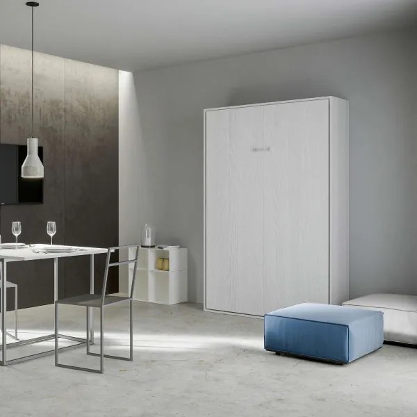Letto a scomparsa verticale 140 cm stile francese Bianco Frassino KENTARO