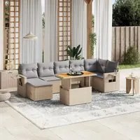 Set Divano da Giardino 8 pz con Cuscini Beige in Polyrattan 3271864