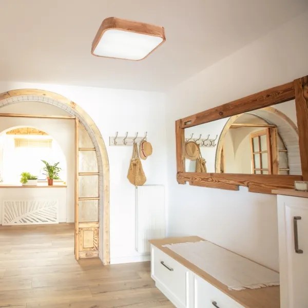 Plafoniera OAK SQUARE 4xE27/15W/230V 45x45 cm quercia