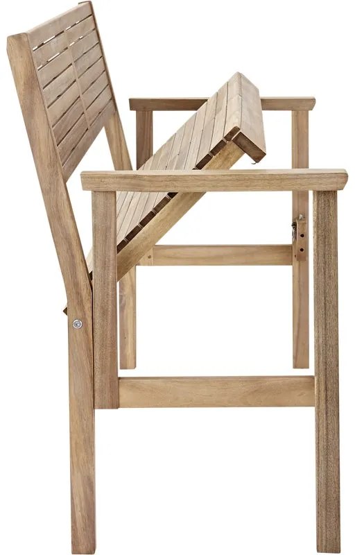 Panca da giardino in acacia con braccioli pieghevole Solaris NATERIAL, 2 posti, seduta beige