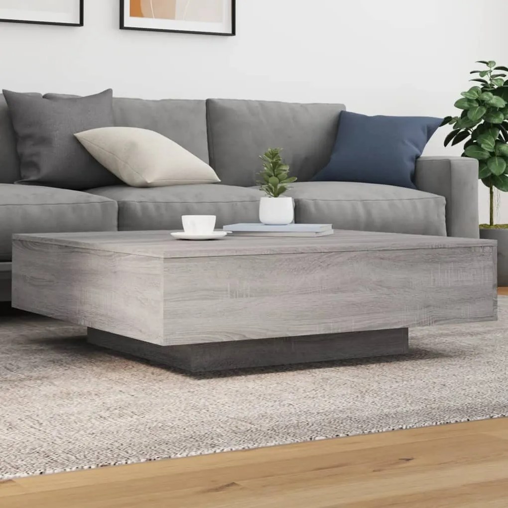 Tavolino Da Soggiorno Con Luci Led Grigio Sonoma 100x100x31 Cm /