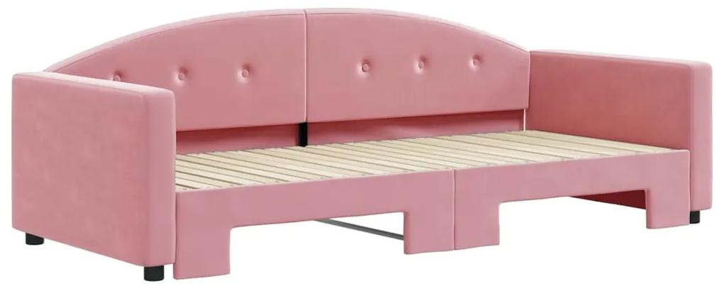 Divano letto con letto estraibile rosa 90x200 cm in velluto