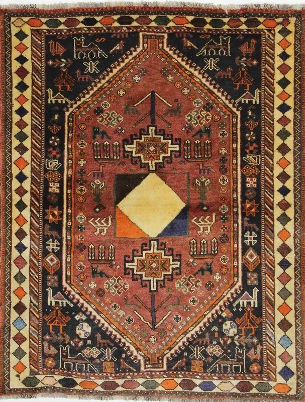 Gashghai Tappeto persiano 130x170 Rosso (Iran) Annodato A Mano