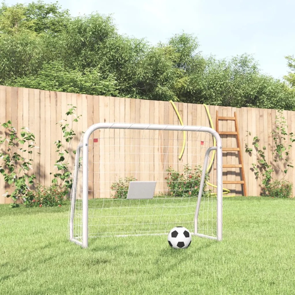 Porta Da Calcio Con Rete Bianca 125x96x60 Cm Acciaio Poliestere /