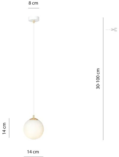 Lampadario a sospensione con filo ROYAL 1xE14/10W/230V diametro 14 cm bianco