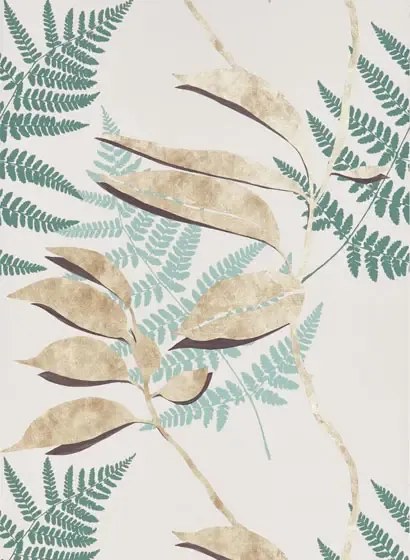 Osborne & Little Carta da parati Feuille D Or - Pebble / Gold