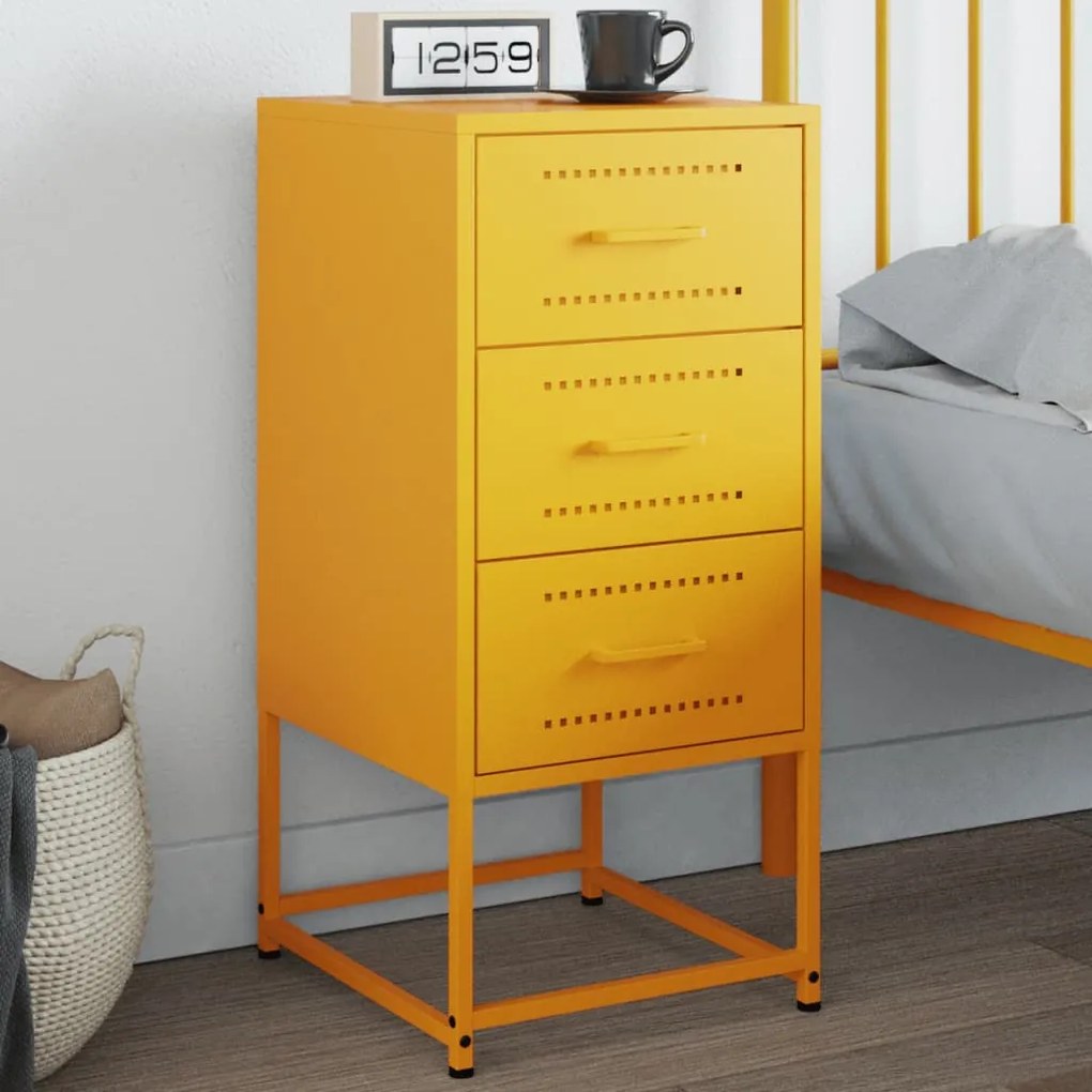 Comodino Giallo Senape 36x39x78 Cm İn Acciaio /