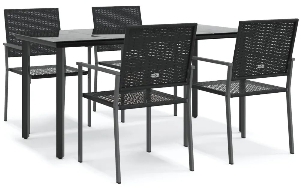 Set da pranzo da giardino 5 pz in polyrattan e acciaio