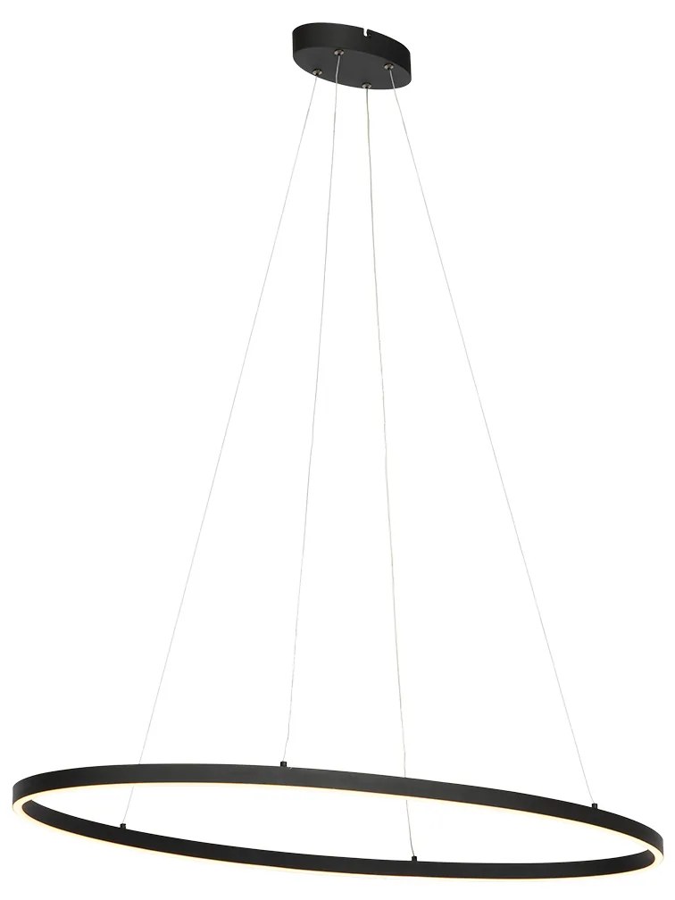 Lampada a sospensione di design ovale nera con LED a 3 livelli di dimmerazione - Ovallo