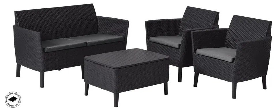 Set da giardino in rattan artificiale grigio scuro per 4 persone Salemo - Keter