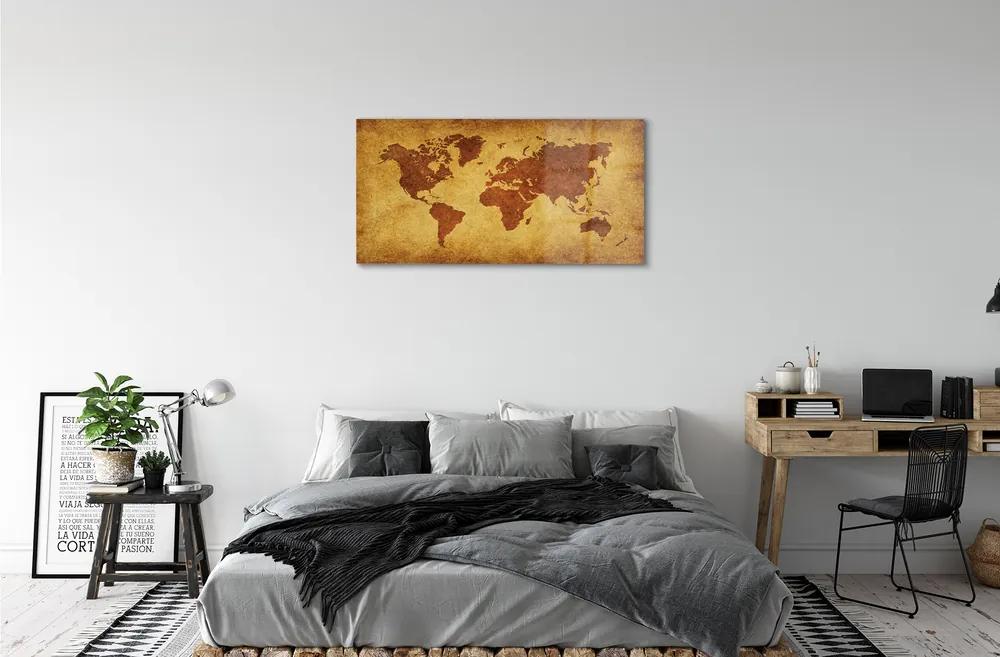 Quadro acrilico Vecchia mappa marrone 100x50 cm