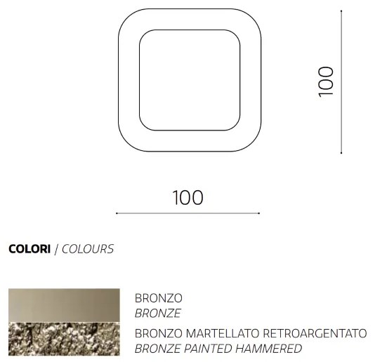 Specchio quadrato Bronzo con cornice in vetro PALACE 100x100 cm