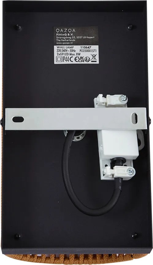 Lampada da parete Japandi arancione con nero e corda IP44 - Jayla