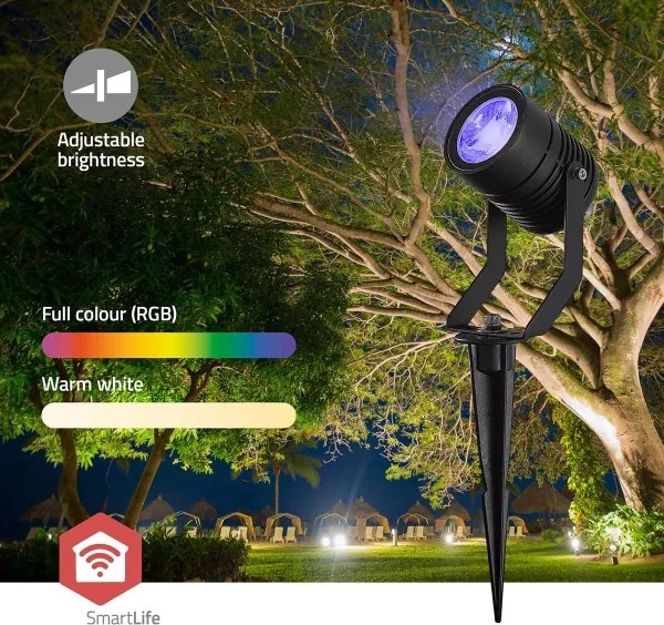 Nedis ZBLOS10RGBW3-SADA Set di 3 lampade LED RGBW dimmerabili per esterni, 3W/230V, IP65, Wi-Fi compatibile con Tuya