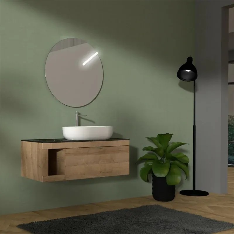 Mobile bagno portalavabo sospeso 80 cm miele con top portoro Maya