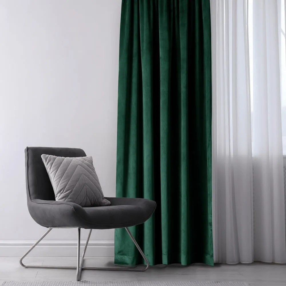Tenda parzialmente oscurante verde scuro in velluto 140x245 cm Eyelets – Restilo