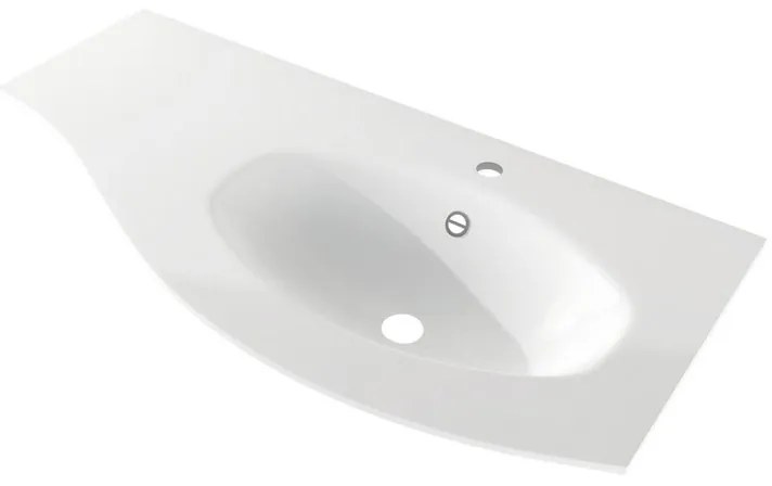 Lavabo a incasso tondo L 104 x H 16 x P 52 cm in resina bianco lucido