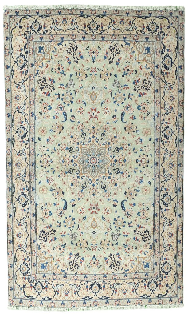 Nain Tappeto persiano 210 x 130 Verde (Iran) Annodato A Mano