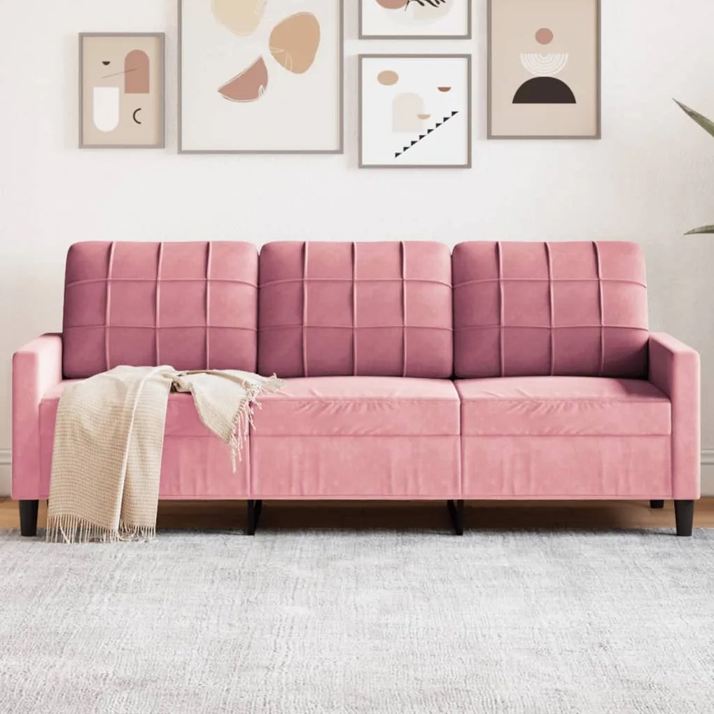 Divano A 3 Posti Rosa 180 Cm İn Velluto /
