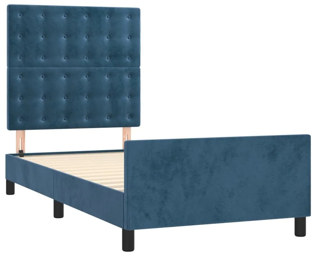 Giroletto con testiera blu scuro 80x200 cm in velluto