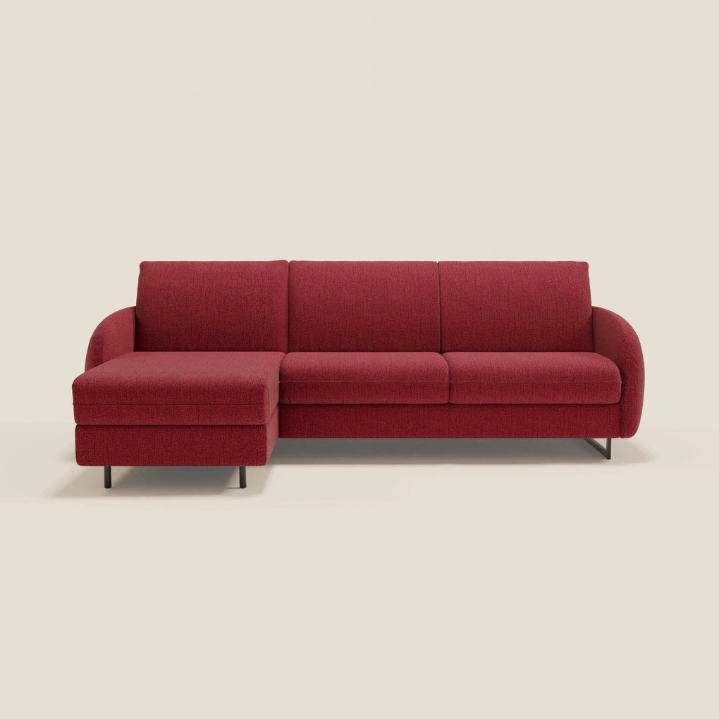 Ninfea Divano Letto Angolare con Penisola Contenitore e Materasso H18 cm - piedini in metallo e Tessuto impermeabile T03