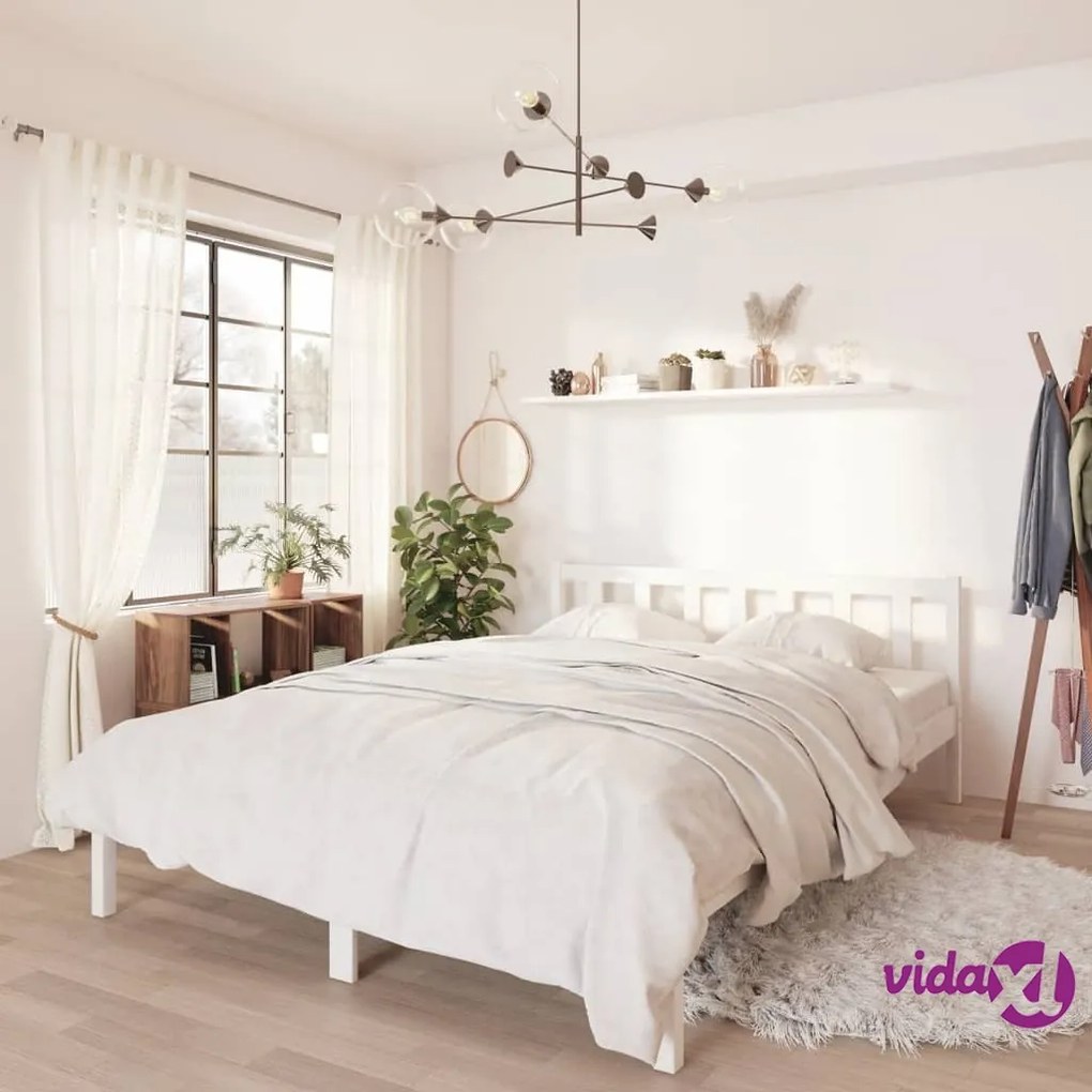 vidaXL Giroletto Bianco in Legno Massello di Pino 140x190 cm