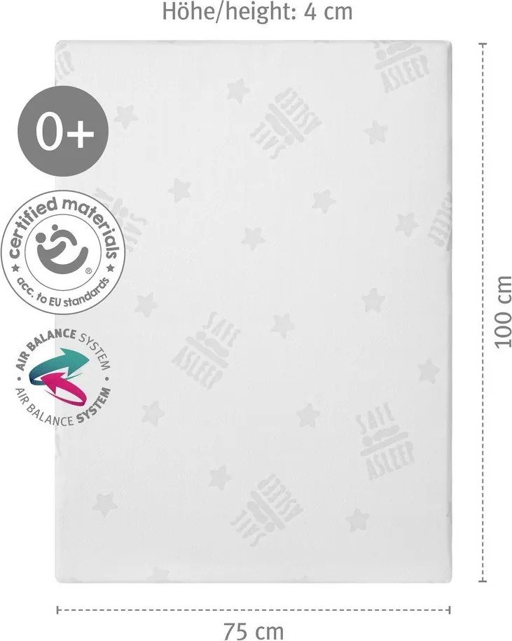 Materasso per bambini in schiuma sfoderabile 75x100 cm Safe Asleep® – Roba
