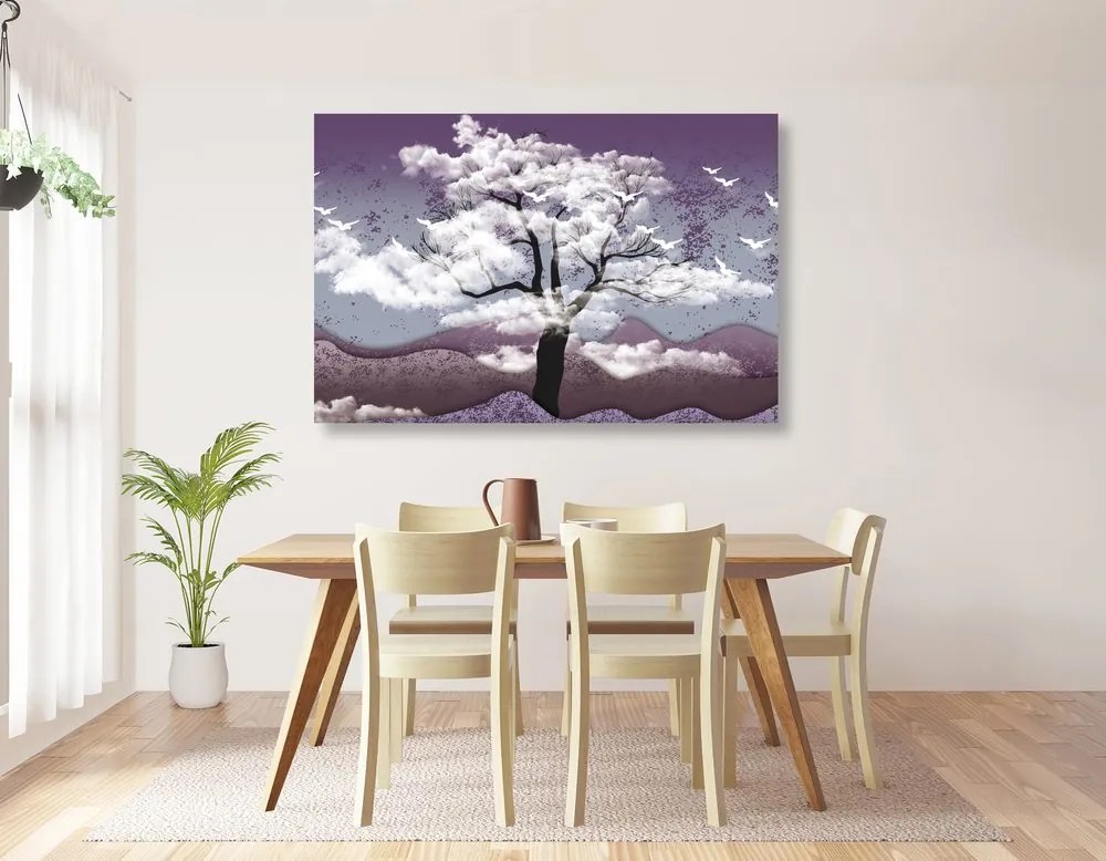 Stampa su tela – Albero immerso nelle nuvole